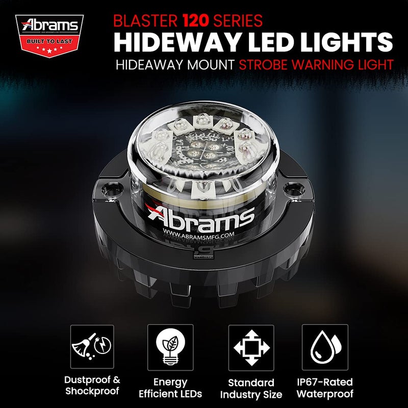 Abrams SAE Class-1 Blaster 120 (White/White) 36W - 12 LED Emergency Vehicle Truck LED Hideaway Surface Mount Strobe Warning Light - Image 2